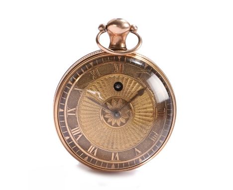 George III 18 carat gold open face pocket watch, the case London 1811, maker William Mean, the engine turned dial with Roman 