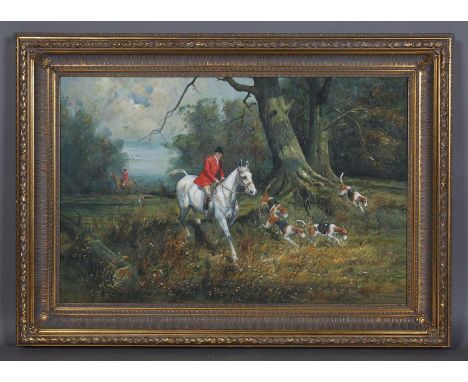 Colville - Hunting Scene, late 20th century oil on canvas laid on board, signed, 59cm x 90cm, within a gilt resin frame.