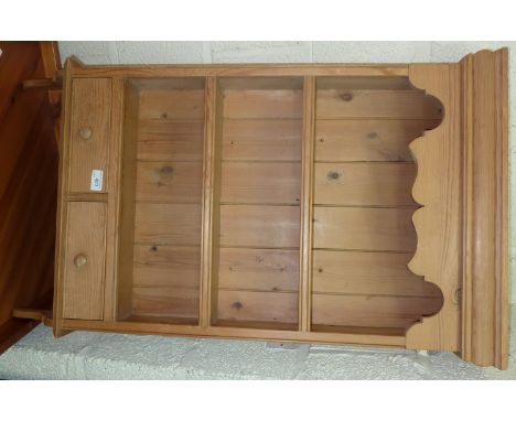 Pine 2 tier wall shelf with 2 drawers
