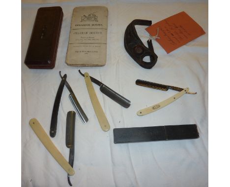 Sail maker's palm, Chatham district ordnance survey map, cut throat razors etc