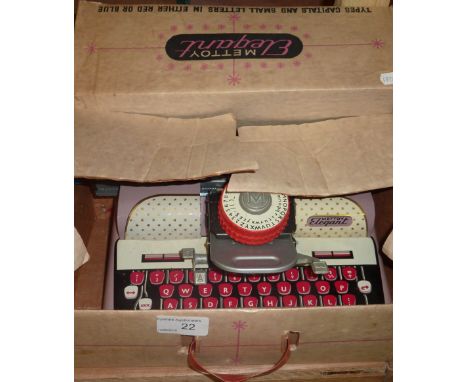 Mettoy Elegant tin plate typewriter in original box