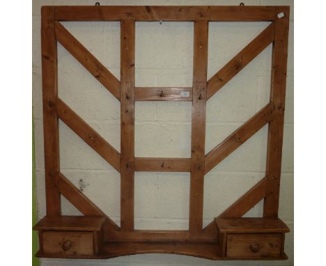 Pine wall shelf with 2 drawers