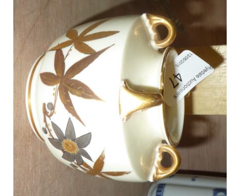 Royal Worcester (HDN955) pot with four scrolled handles and gilt decoration