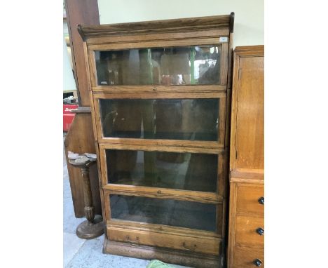 Early to mid 20th C oak Globe Wernick style full height bookcase with single drawer to the base 86cm x 33.5cm x 157cm