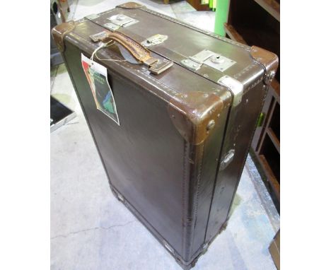 Early to mid C20th cabin trunk with fitted interior W49cm D29cm L80cm 