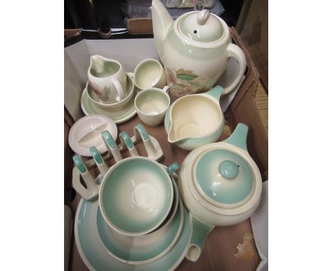 1930's Susie Cooper eight piece breakfast service signed A Susie Cooper Production, Crown Works, Burslem, England and a simil