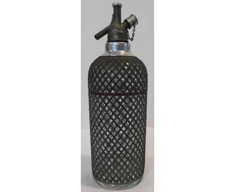 A mid century vintage chromium and mesh covered soda syphon. H.36cm 