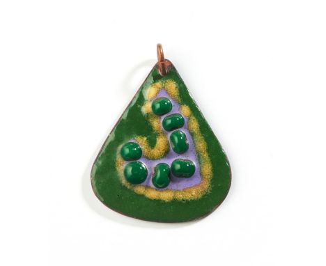 Untitled, c. 1970 Pendant, copper,  enamel5,7x2,5x0,2 cmWith certificate of authenticity.9