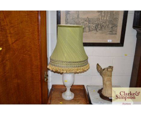 An alabaster table lamp with shade 