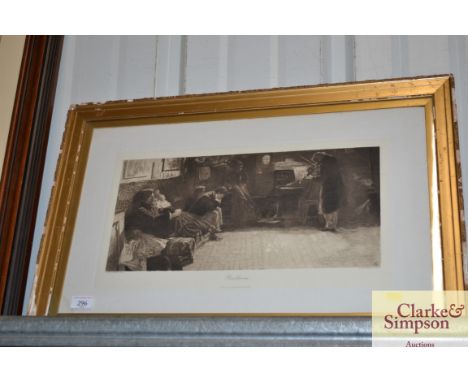 A gilt framed black and white print of Beethoven 