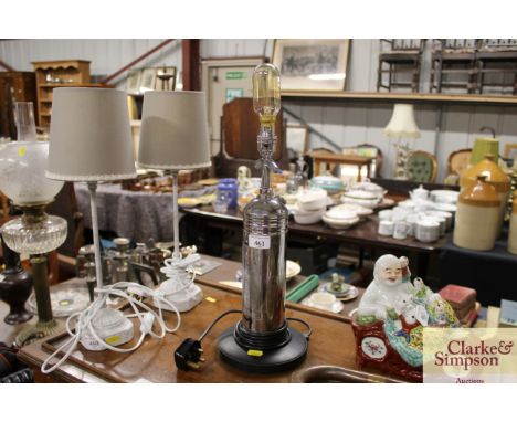 A reproduction fire extinguisher lamp