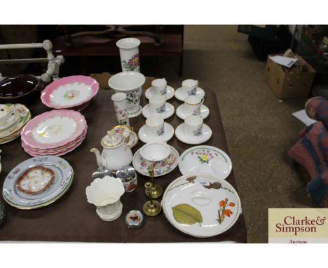 A quantity of various china to include Royal Worcester coffee cans and saucers; Portmeirion; a floral and gilt decorated cup 