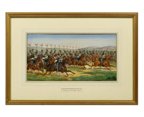 17th Lancers “Charge of the Light Brigade” Water Colour Painting Attributed to Richard Simkin.This large painting depicts the