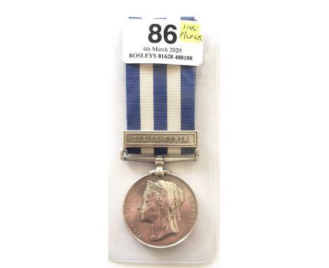 2nd Bn Royal Irish Regiment 1882 Egypt Medal, clasp “Tel-El-Kebir”.Awarded to “3041 PTE P. HANLON 2/R.IR: R”  Contact marks. 