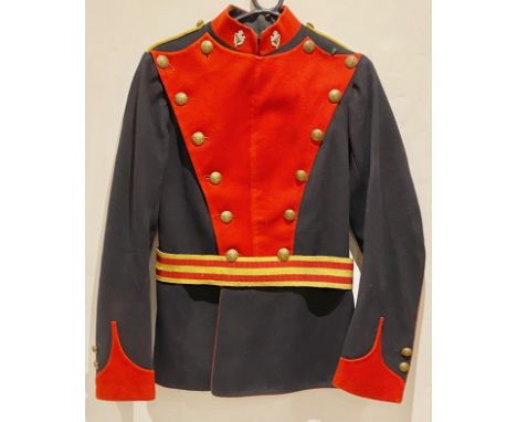 5th Royal Irish Lancers Other Ranks TunicA good example of the plastron pattern tunic of dark blue woollen cloth with scarlet