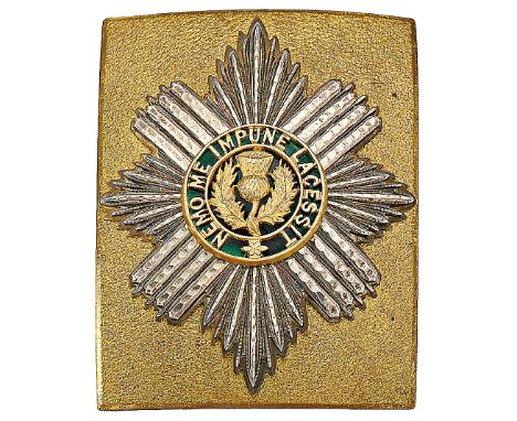 Scots Fusilier Guards Victorian Officer’s pre 1855 Colour belt plate.A splendid example. Seeded gilt rectangular plate with b