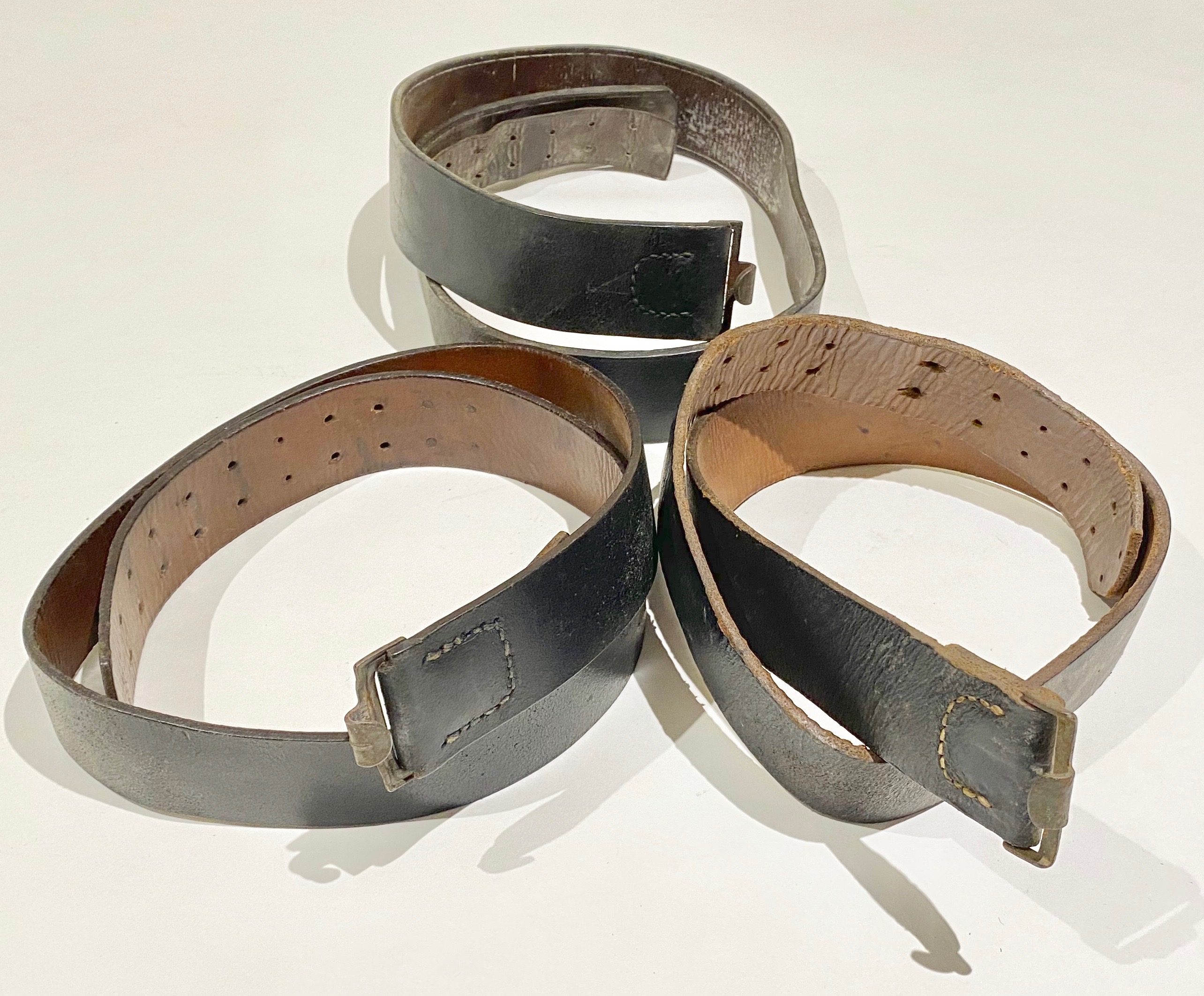 WW2 Period German Third Reich Black Leather Belts.Each example with ...