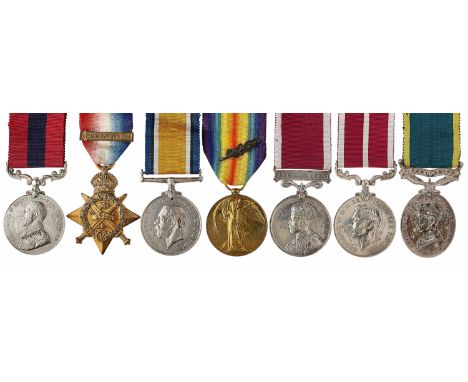 WW1 1914 Historical 19th Hussars DCM, MSM, MID Group of Seven Medals.Awarded to Warrant Officer Reginald Parnaby DCM, MSM who