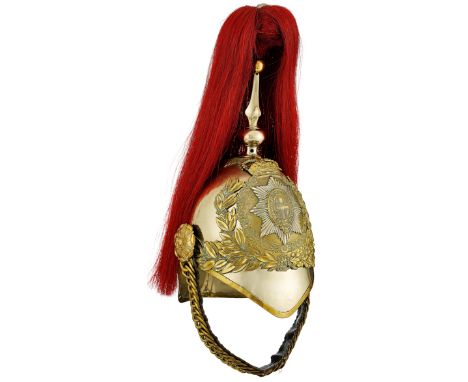 Royal Horse Guards Elizabeth II Period Trooper’s helmet.  A good example. The nickel skull with bi-metal Queen’s Crown helmet