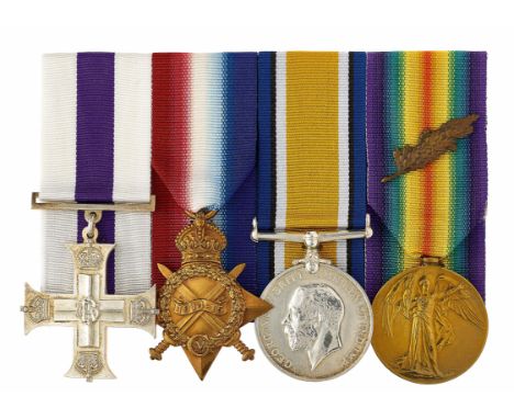 WW1 2nd Bn East Surrey Regiment Military Cross MID, group of four medals & archive.Awarded to Major John Gurdon MC. Comprisin