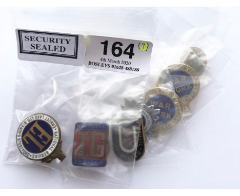 Similar Selection of WW2 Home Front Factory “On National Service” etc Lapel Badges.An interesting selection representing: Ern