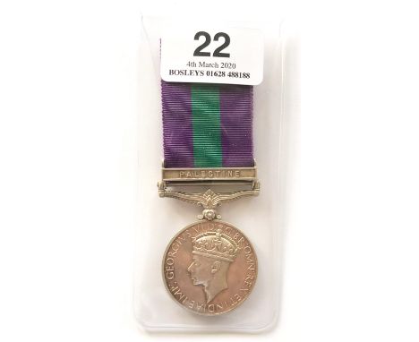 Highland Light Infantry General Service Medal Clasp “Palestine”.Awarded to “3311788 PTE W. YELLAND H.L.I.” 