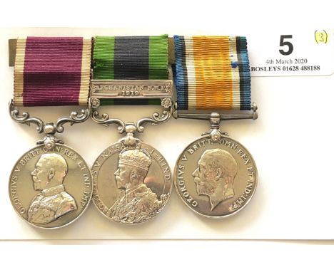 WW1 Somerset Light Infantry Long Service Group of Three Medals.Awarded to “5663858 PTE W. DERRICK SOM. L. I”. Comprising: Bri