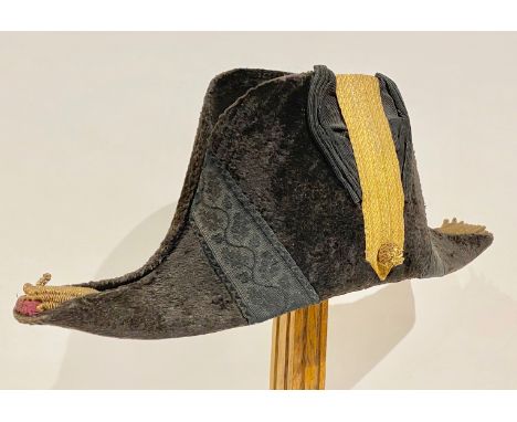 General Officer, Staff Officer’s pattern Cocked HatThis example was tailored by Cater of  London. Black silk with black silk 