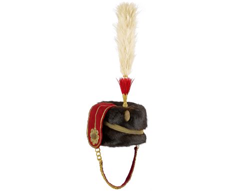 11th Prince Albert’s Own Hussars Officer’s Busby.A splendid example tailored by Hawkes &amp; Co . Rich black sable fur, with 