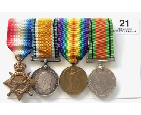 Royal Marine Light Infantry Group of Four Medals.Awarded to “PLY.15769 PTE W. J. TALBOT RMLI”. Comprising: 1914/15 Star, Brit