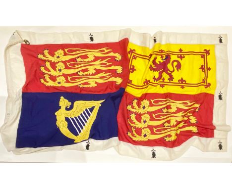 British Royal Family Standard (flag).A scarce official 1980’s issue printed example quartered with three lions passant for En