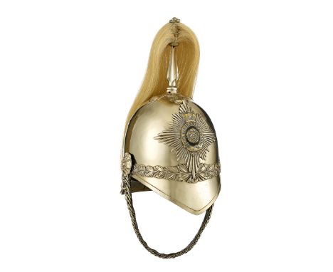 Victorian Hampshire Carabiniers Trooper’s helmet.A good example of the 1871 pattern helmet with silvered skull, mounted with 