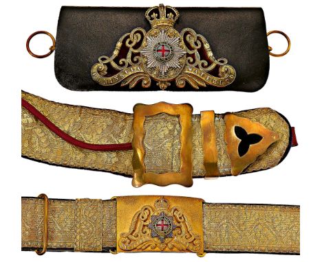 Life Guards Officer’s Pouch Belt, Waist Belt and Sword-slings.Good examples, possibly for 1st Life Guards pre-1922, or for po