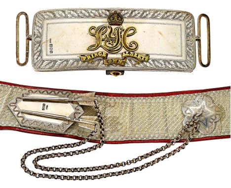 Leicestershire Yeomanry Cavalry Edwardian Officer’s silver mounted pouch and belt.A good example by BWL, the silver flap and 