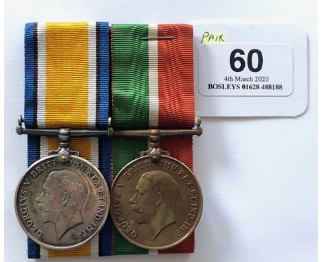 WW1 1917 Mercantile Marine Casualty Pair of Medals.Awarded top Sidney Robert Butler who was killed, whilst serving onboard SS