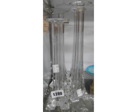 Five vintage glass hat stands in two sizes - various condition