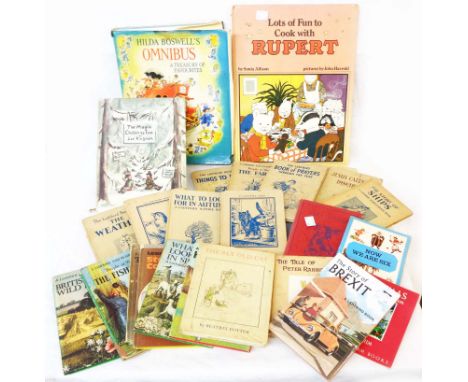 A collection of vintage childrens' titles including Ladybird readers with buff covers, etc.