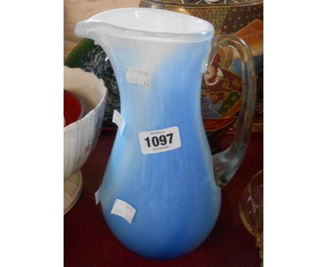 A large vintage art glass jug