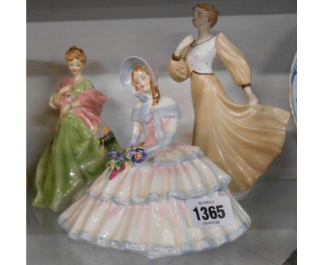 A Royal Worcester figurine First Dance 3829 - sold with a Royal Doulton Daydreams HN1731 and a Coalport Ladies of Fashion Fig