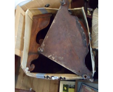 A 19th Century mahogany wall mounted shelf unit with scroll ends - sold with two small corner wall shelves, two pierced brack