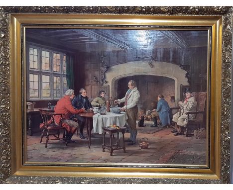 'The Landlords Brew', a hand embellished canvas print after Margaret Dovaston.