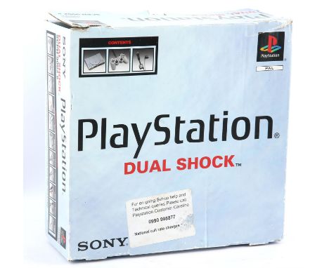 PlayStation 1 (PS1) boxed console (PAL) This item is complete and boxed, with 2 DualShock controllers, 1 power supply and wit