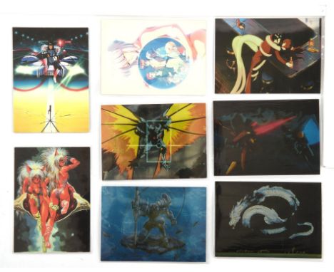 A lot containing 8 cards from various The World of U.S Manga trading card sets Including: 5/6 Chromium cards (C1, C2, C3, C5 