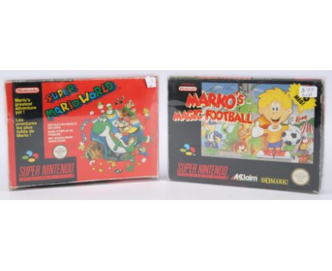 Super Nintendo (SNES) Platformer bundle (PAL) Includes: Marko's Magic Football and Super Mario World [red box variant] Games 