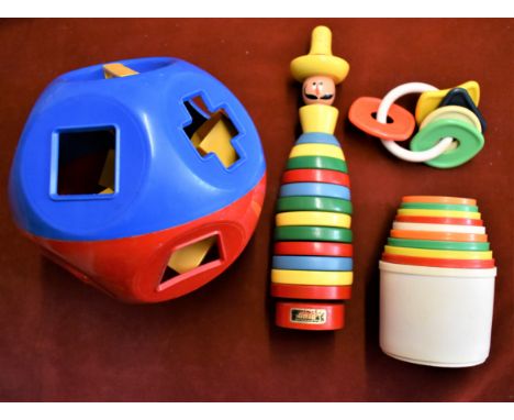 Vintage toys, teething ring, stacking cups, shapes ball, Brio Made in Sweden, Mothercare (4)