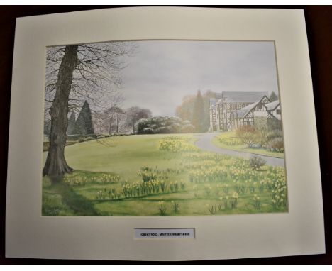 Gregynog-Montgomeryshire print of a detailed watercolour painting by artist Brian E. Jones 16/4/92. A beautiful print of this