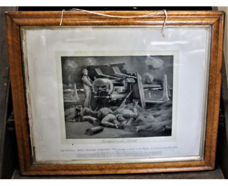John Travers Cornwall V.C. - A large framed print of a recipient of the Victoria Cross, "Boy (1st Class) john Travers Cornwal