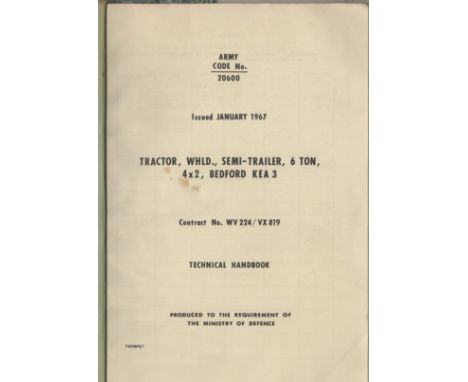 Classic car booklet and a Military Vehicle Handbook. British 1967 Tractor, WHLD., Semi-Trailer, 6 Ton, 4x2 Bedford KEA3 Techn