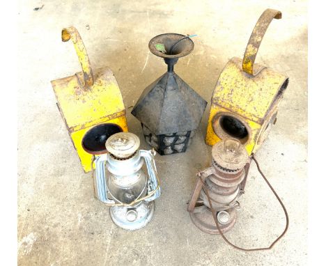 Selection of vintage lamps includes road lamps minors lamp and porch 