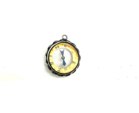 Hallmarked silver compass pocket watch fob 